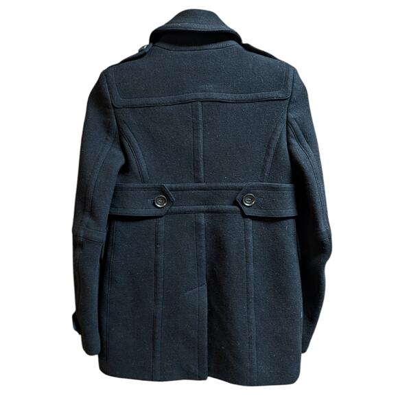 Burberry Brit Black Warm Wool Coat Jacket 2 - Picture 4 of 6